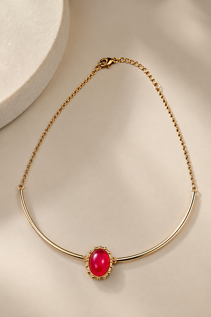 Colar Aro Deusa Rubi Ouro 18k