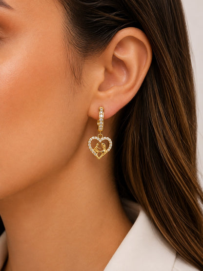 Brinco Argola Cravejada Mãe/Filho Ouro 18k
