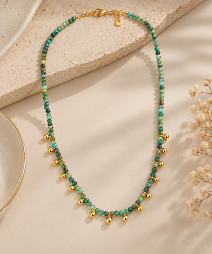 Colar Bolinhas com Pedras Naturais Ouro 18k