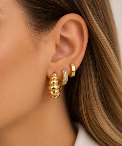 Trio Maxi Croissant Ouro 18k