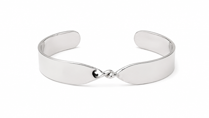 Bracelete Nó Liso Largo Ródio Branco