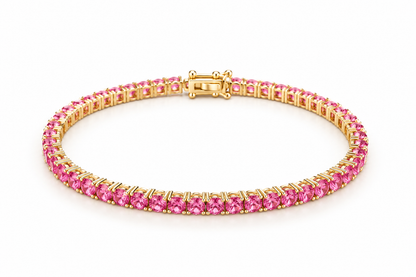 Pulseira Riviera Três Pontas Pink Ouro 18k
