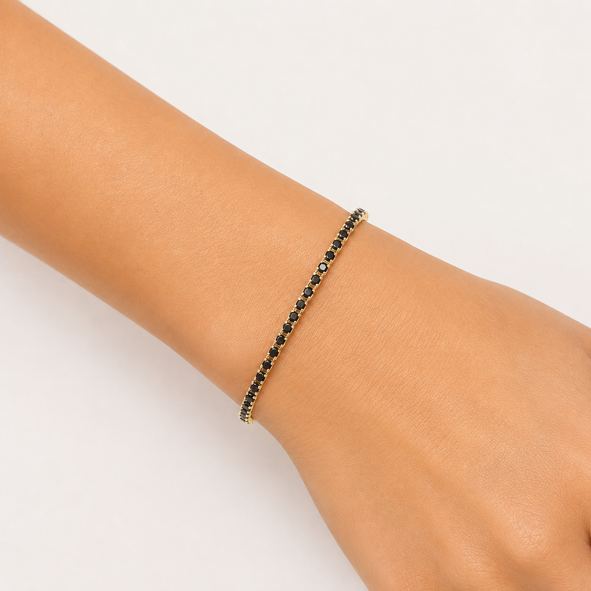 Pulseira Riviera Preto 2mm Ouro 18k