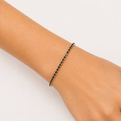Pulseira Riviera Preto 2mm Ouro 18k