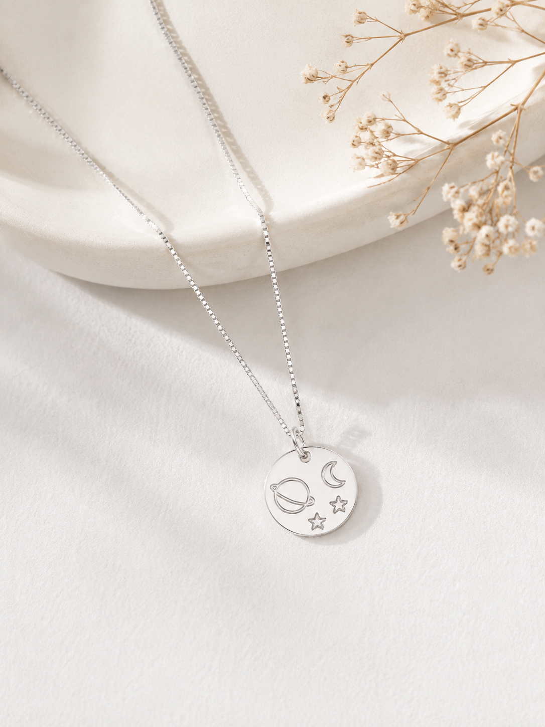 Colar Medalha Constelações Prata 925