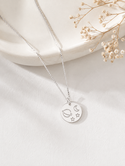 Colar Medalha Constelações Prata 925