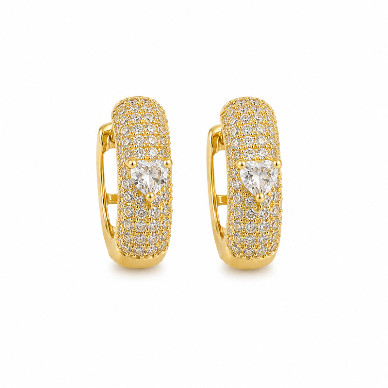 Brinco Argola Majesté Cravejada G Cristal Ouro 18k