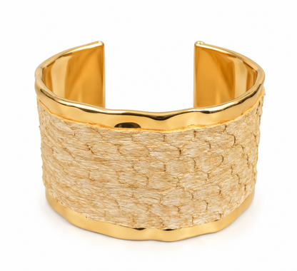 Scarlat SKU 15255 foto 1 | Bracelete Couro de Tilápia Ouro 18k
