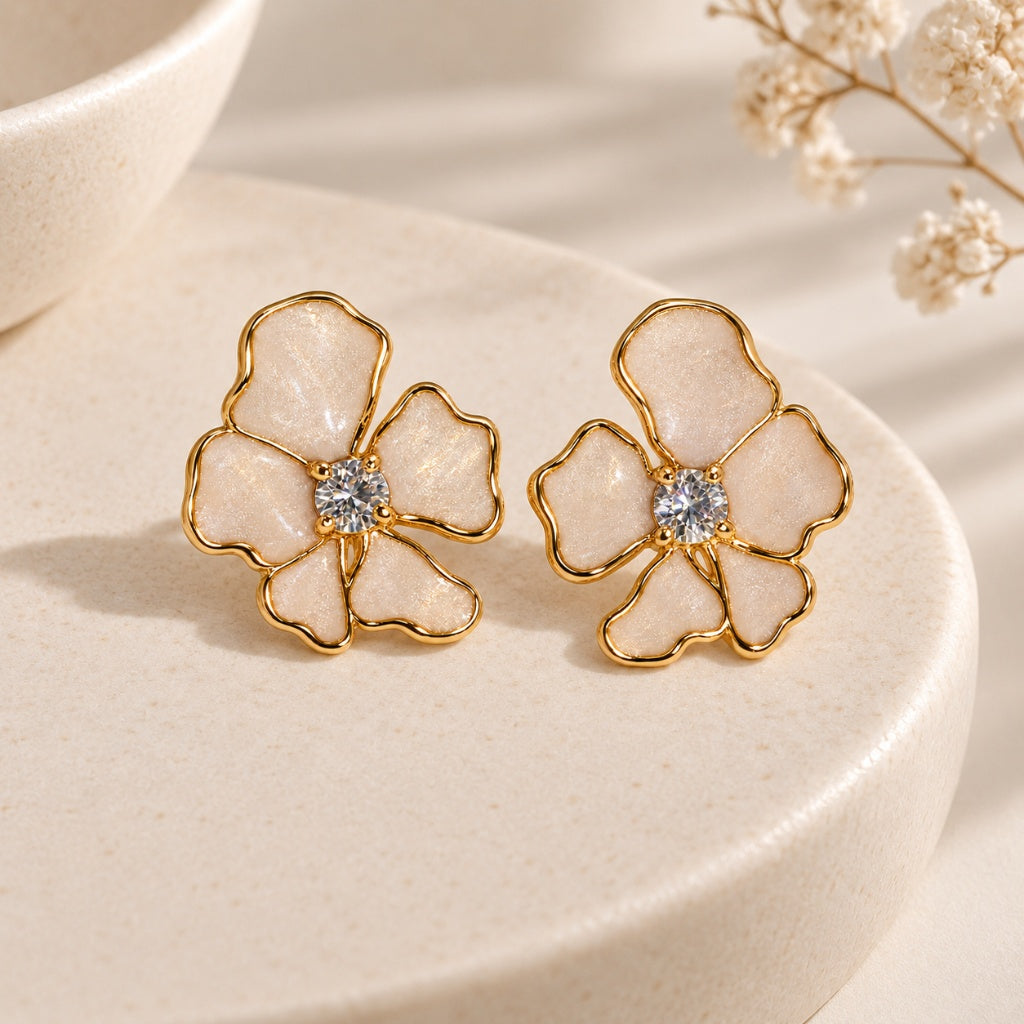 Scarlat SKU 15313 foto 2 | Brinco Flor de Íris Ouro 18k