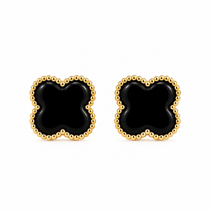 Brinco Inspiração Trevo Pequeno Puffer Ouro 18k