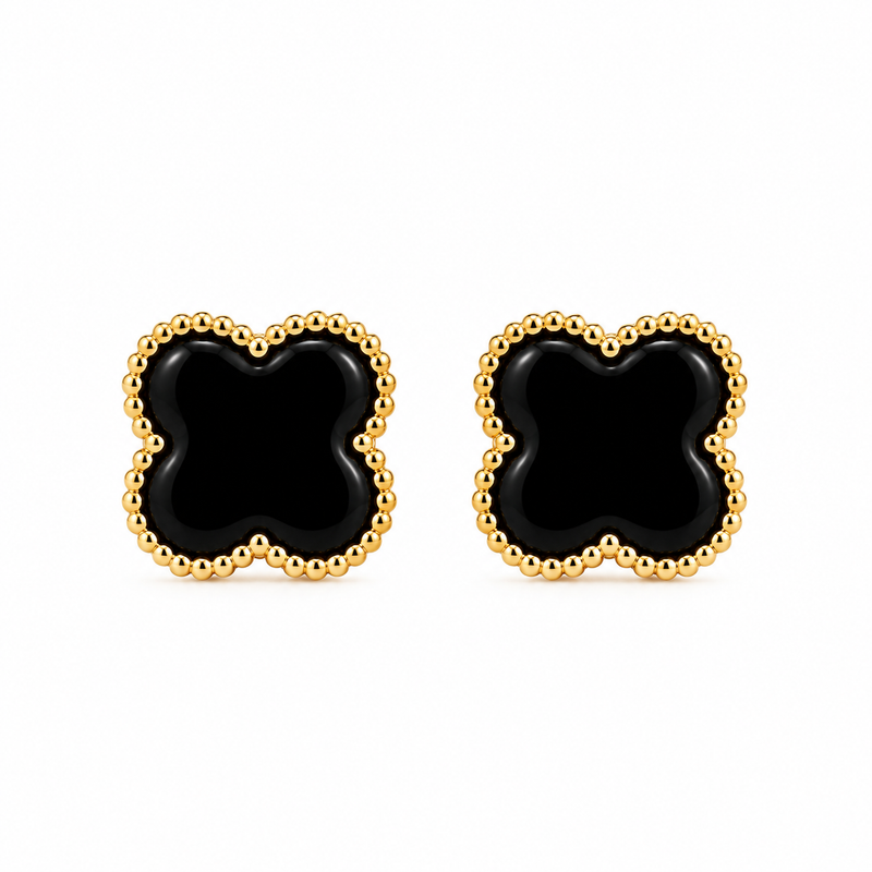 Brinco Inspiração Trevo Pequeno Puffer Ouro 18k