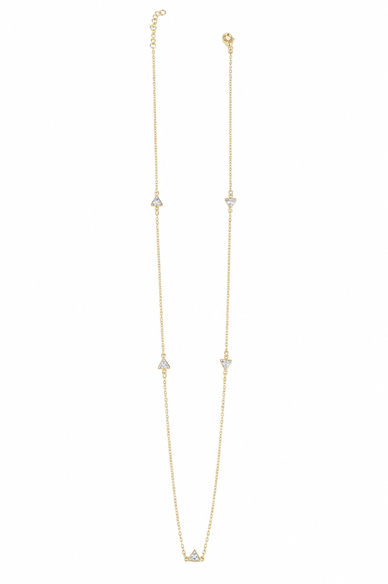 Colar Alongado Cartier com Triângulo Zircônia MontClair Ouro 18k