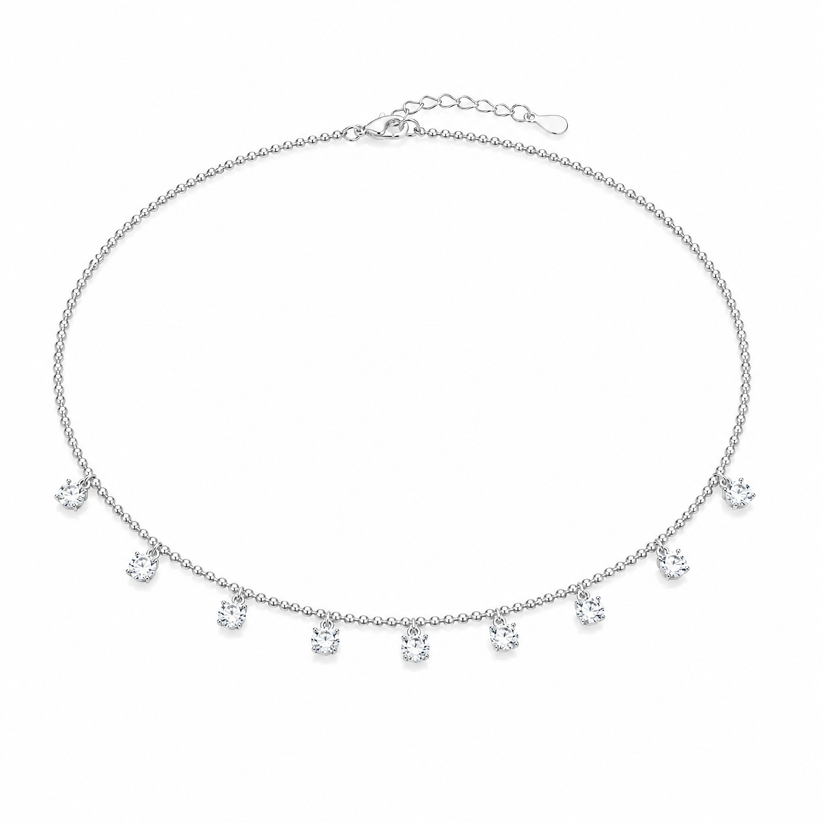 Choker Elo Esferas 9 Brilhantes Prata 925
