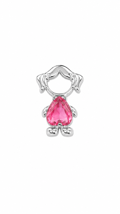 Pingente Filha Barriguinha Pink Ródio Branco