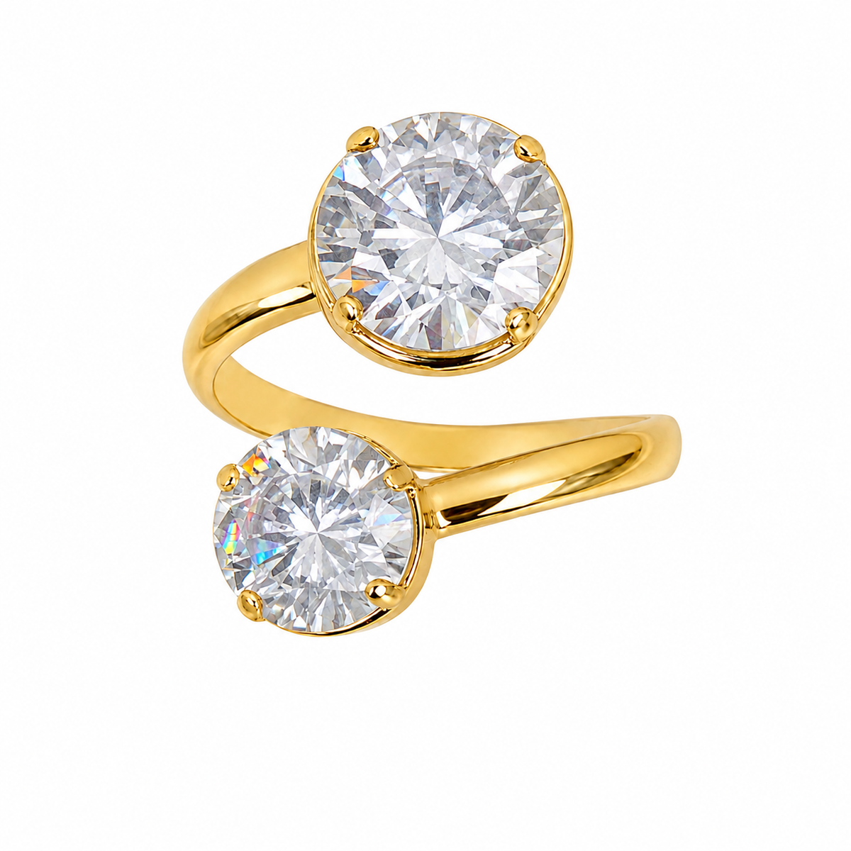 Anel Duas Zircônias (5mm e 8mm) Regulável Ouro 18k