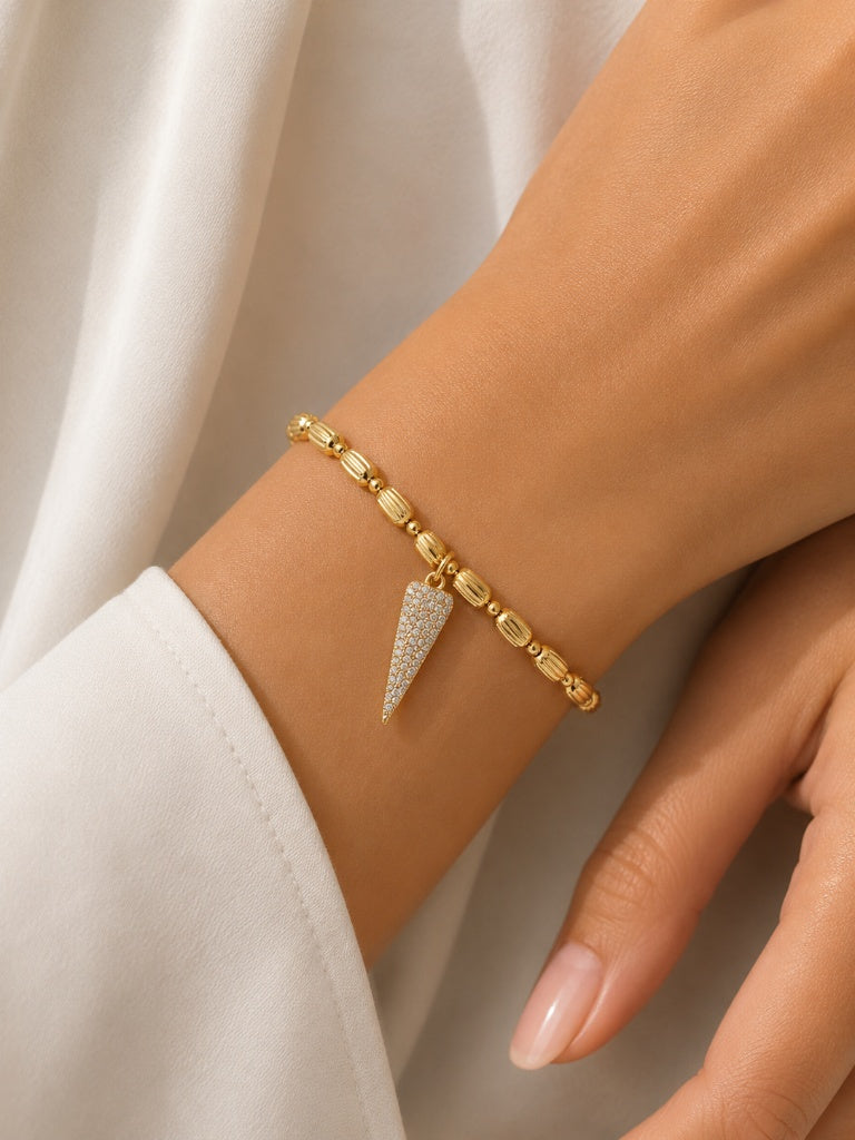 Pulseira "Quadradinha" com Coração Zircônia Ouro 18k