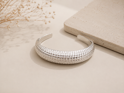 Bracelete Texturizado Ródio Branco