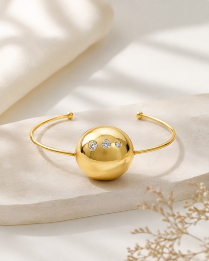 Bracelete Botão Cravejado Ouro 18k