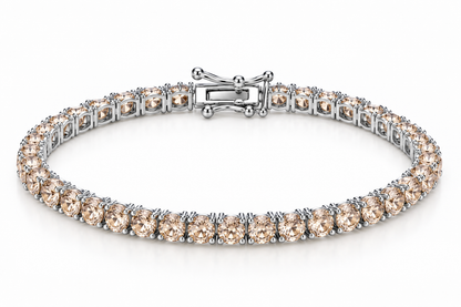 Pulseira Riviera Três Pontas Champagne Ródio Branco