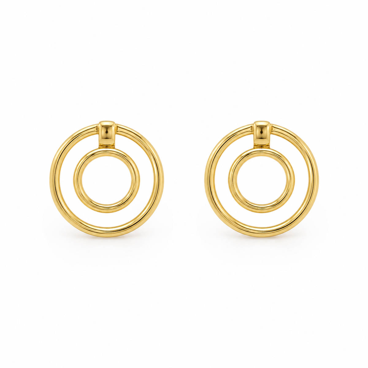 Brinco Dois Círculos Ouro 18k
