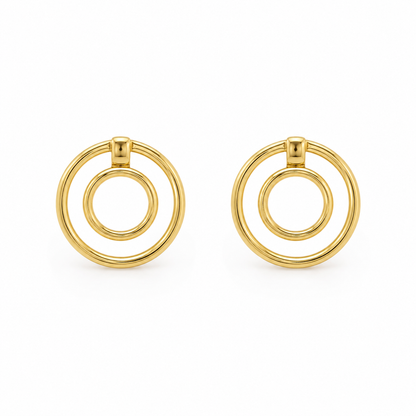 Brinco Dois Círculos Ouro 18k