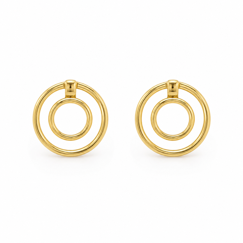 Brinco Dois Círculos Ouro 18k