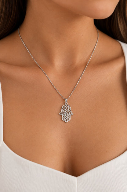 Colar Mão Hamsa Prata 925