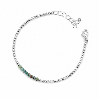 Pulseira Bolinha com Pedra Natural Ródio Branco