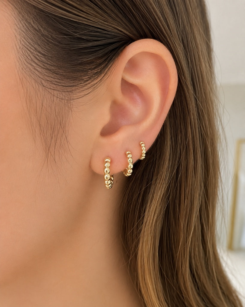 Brinco Trio Argola Esferinhas MontClair Ouro 18k