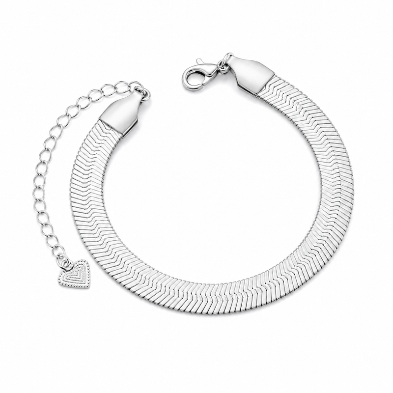 Pulseira Laminada 9mm Ródio Branco