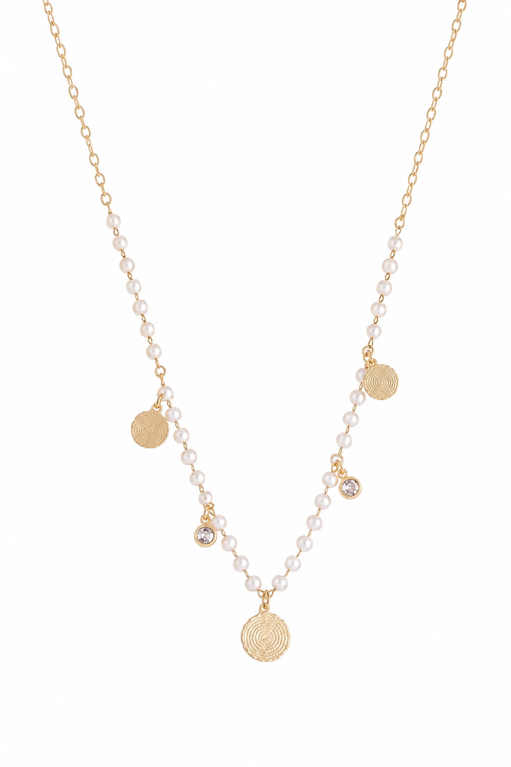 Colar Corações com Pérola Pai Nosso Ouro 18k