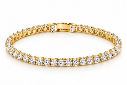 Pulseira Riviera 3mm Cristal Fecho Joia Ouro 18k