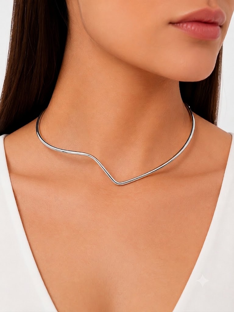 Choker Aro Raio Ródio Branco