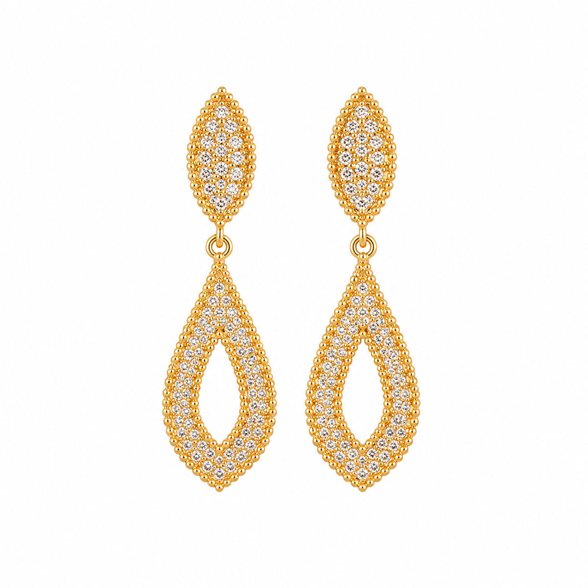 Brinco Glamour Cravejado Ouro 18k