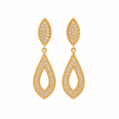 Brinco Glamour Cravejado Ouro 18k
