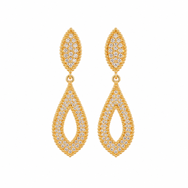 Brinco Glamour Cravejado Ouro 18k