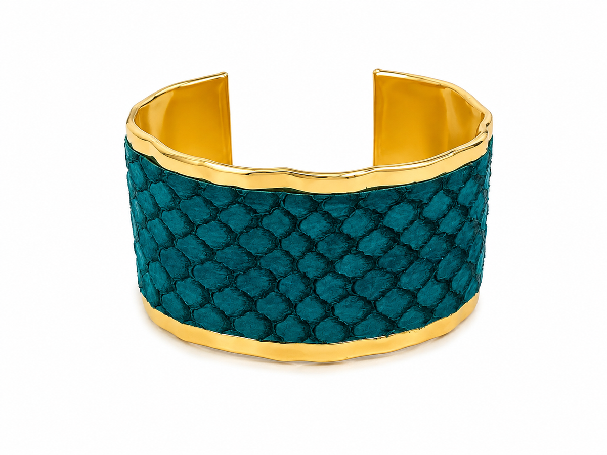 Bracelete Couro de Tilápia Ouro 18k