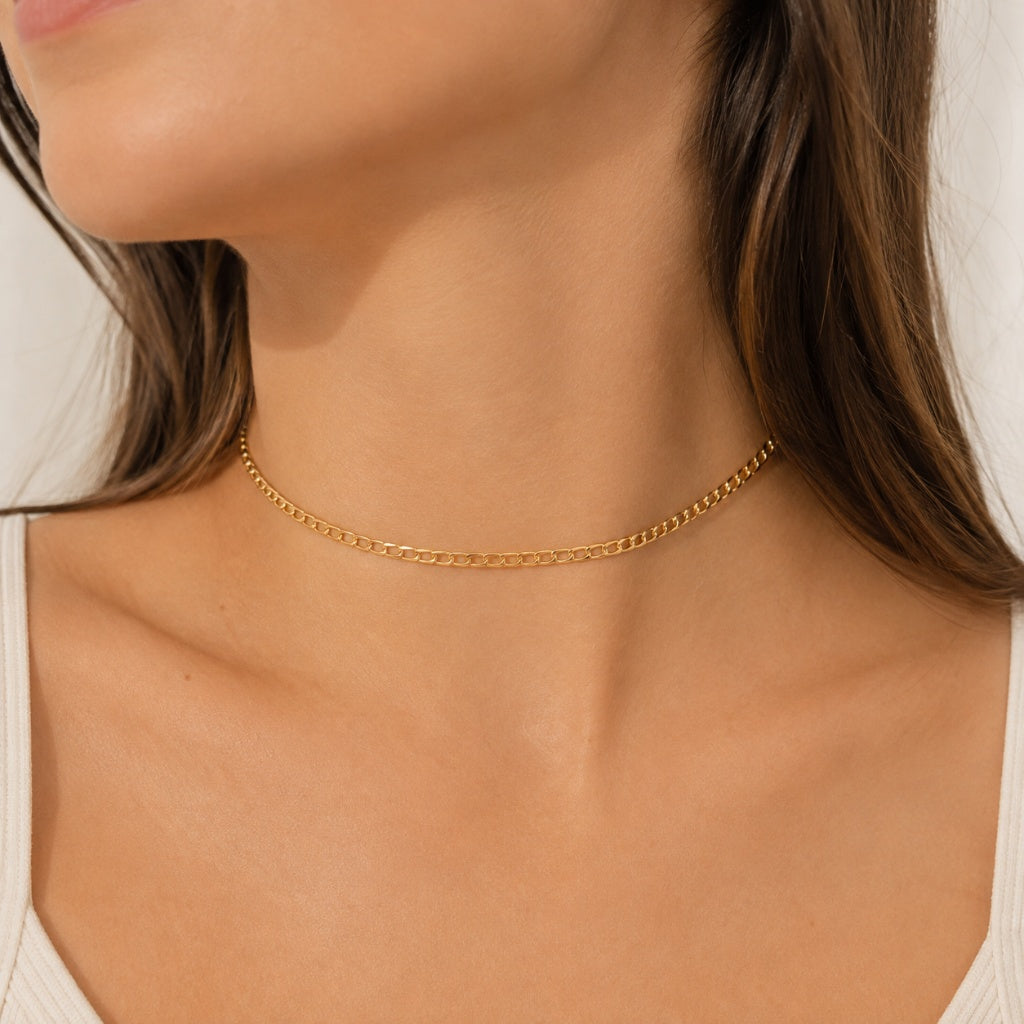 Colar Groumet 1x1 3mm Ouro 18k