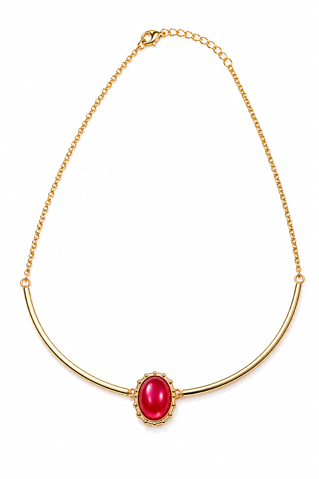 Colar Aro Deusa Rubi Ouro 18k