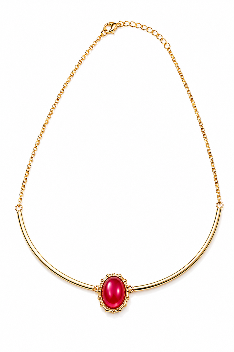 Colar Aro Deusa Rubi Ouro 18k