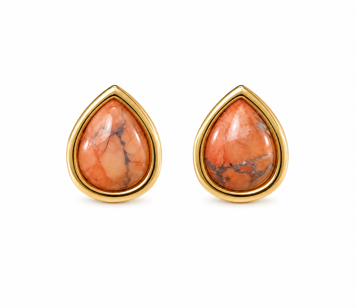 Brinco Ágata Coral Ouro 18k
