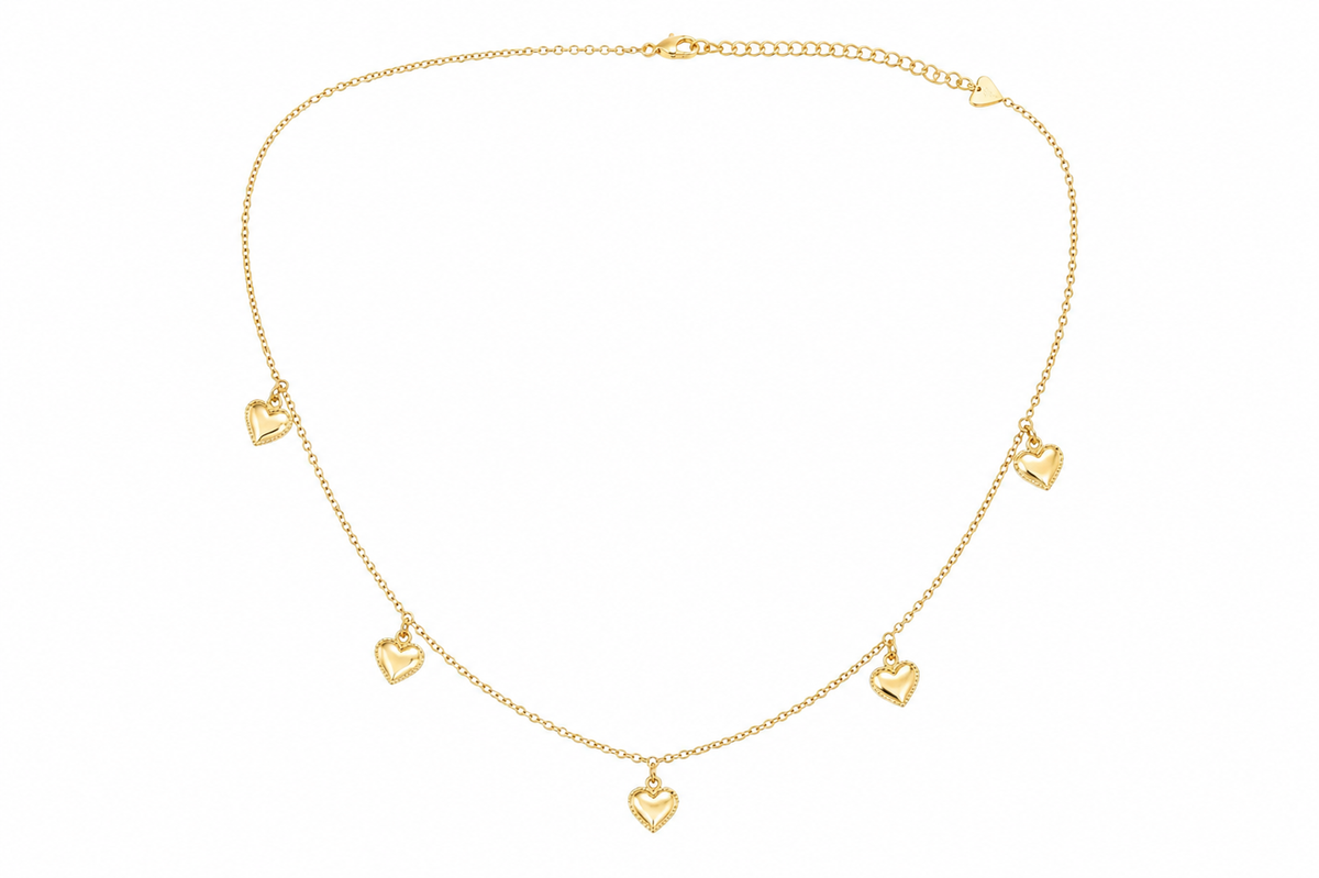 Choker Cartier Coração Chapinha Trabalhado Ouro 18k
