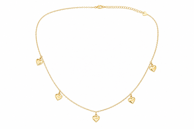 Choker Cartier Coração Chapinha Trabalhado Ouro 18k