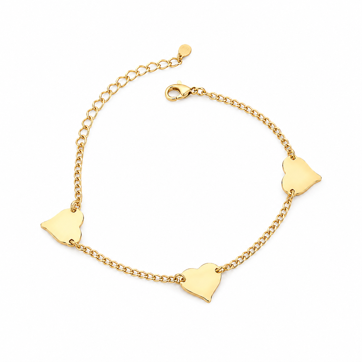 Pulseira Elo Groumet com Coração Chapeado Ouro 18k