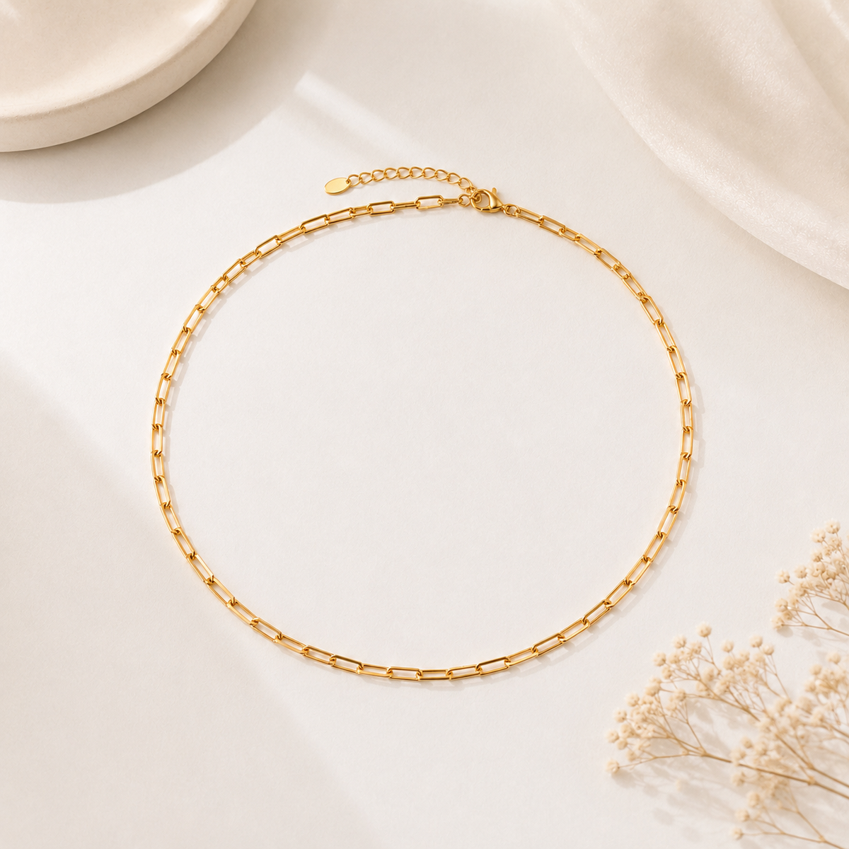 Choker Elo 1x1 Alongado Ouro 18k