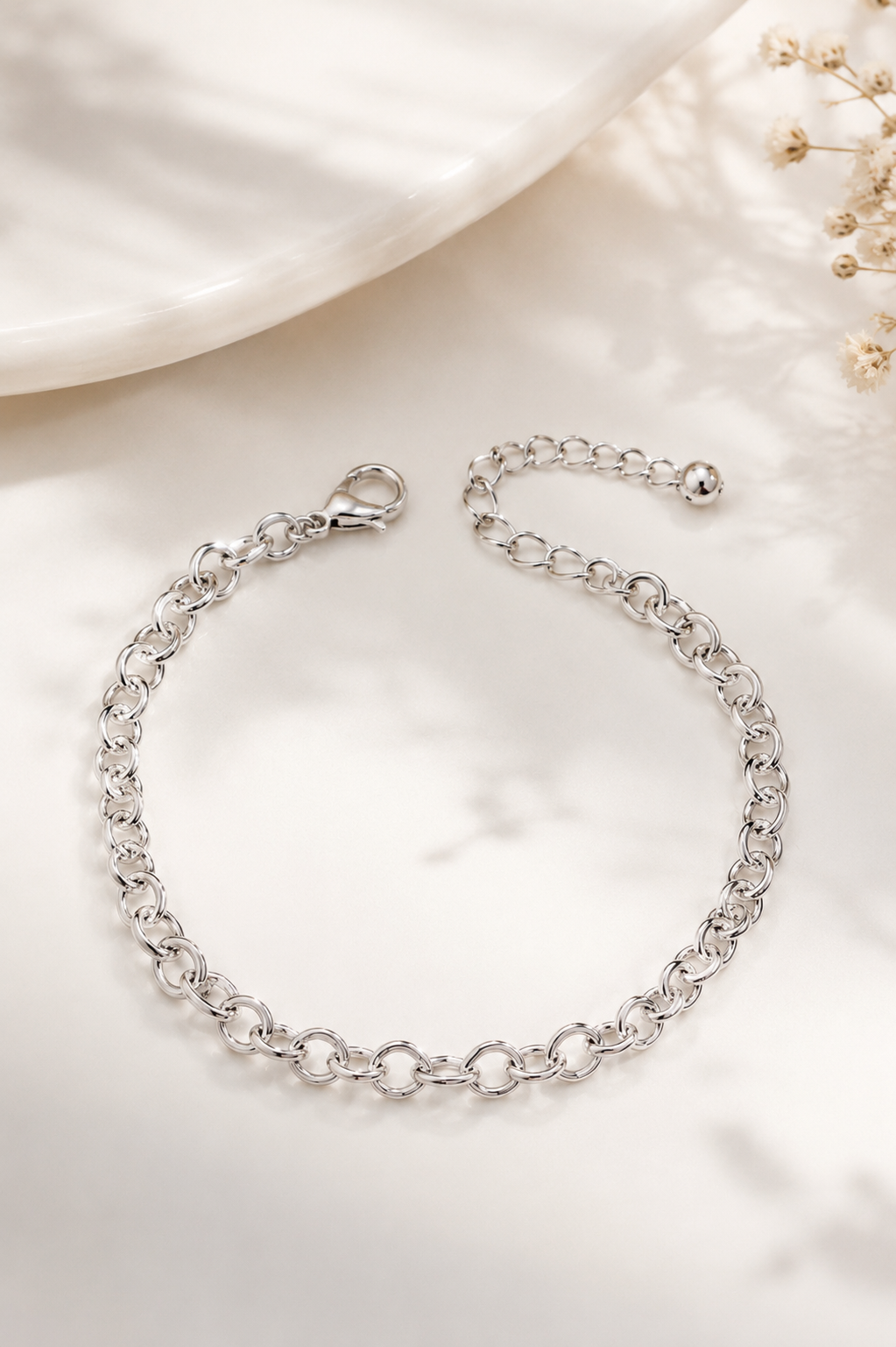 Pulseira Elo Gotinha Ródio Branco