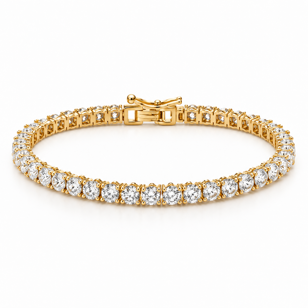 Pulseira Riviera Três Pontas Cristal Ouro 18k