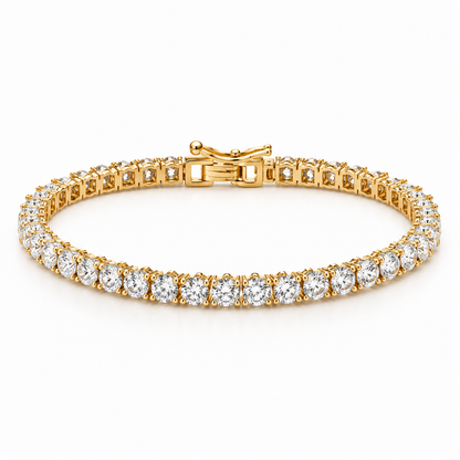 Pulseira Riviera Três Pontas Cristal Ouro 18k