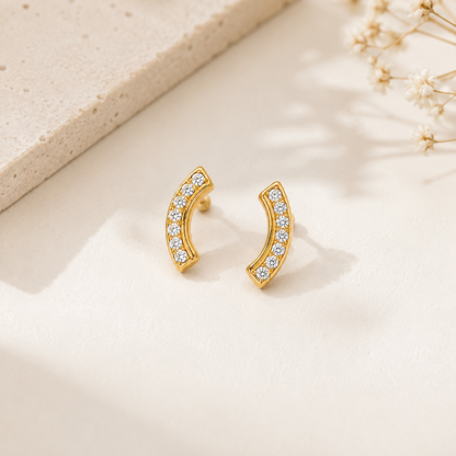Brinco Ear Cuff Barrinha Cravejada MontClair Ouro 18k