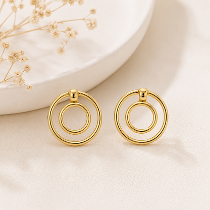 Brinco Dois Círculos Ouro 18k